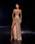 Strapless Gold Gown with Rose Appliqué and High Slit Nicol Sposa