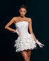 White Corset Mini Dress with 3D Rosette Skirt - Strapless Cocktail Dress