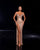 Strapless Gold Gown with Rose Appliqué and High Slit Nicol Sposa