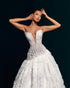 White 3D Lace Ball Gown Wedding Dress - Deep Plunge Corset Bodice