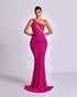 Sleeveless Pink Mermaid Dress with Unique Neckline Cut and One-Shoulder Strap