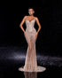 Sheer Embellished Spaghetti Strap Gown with Sweetheart Neckline
