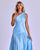 Light Blue One-Shoulder Pleated Evening Gown with Flowing Train Nicol Sposa