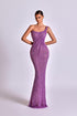 Sleeveless Purple Maxi Dress with Draped Shoulder Strap