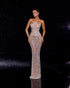 Elegant Crystal-Embellished Strapless Gown with Structured Bodice