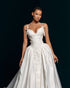 White Satin Ball Gown Wedding Dress - Beaded Corset & Overskirt Detail