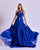Royal Blue One-Shoulder Gown with Crystal Embellishments and Flowing Pleated Skirt Nicol Sposa