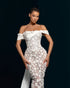 White 3D Flower Off-the-Shoulder Gown - Illusion Mermaid Formal Dress
