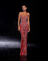 Regal Red Strapless Gown with Detailed Crystal Design