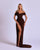 Chocolate Brown Off-Shoulder Corset Gown with High Slit and Draped Train Nicol Sposa