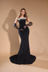 Black Crystal Embellished Mermaid Gown - Strapless Formal Evening Dress