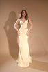 Pale Yellow Strapless Mermaid Gown - Rhinestone Cutout Formal Dress