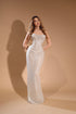 Ivory Beaded Corset Bodice Gown - Strapless Formal Evening Dress