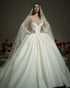 Sweetheart Satin Ball Gown with Sheer Lace Train | Nicole & Felicia x Nicol Sposa Collaboration