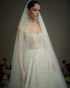 Soft Flowing A-Line Gown with Sheer Sparkling Bodice and Voluminous Skirt | Nicole & Felicia x Nicol Sposa Collaboration