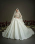 Regal High-Neck Lace Ball Gown with Long Sleeves and Satin Skirt | Nicole & Felicia x Nicol Sposa Collaboration