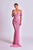 Sleeveless Long Pink Maxi Dress with Sweetheart Neckline and One-Shoulder Strap